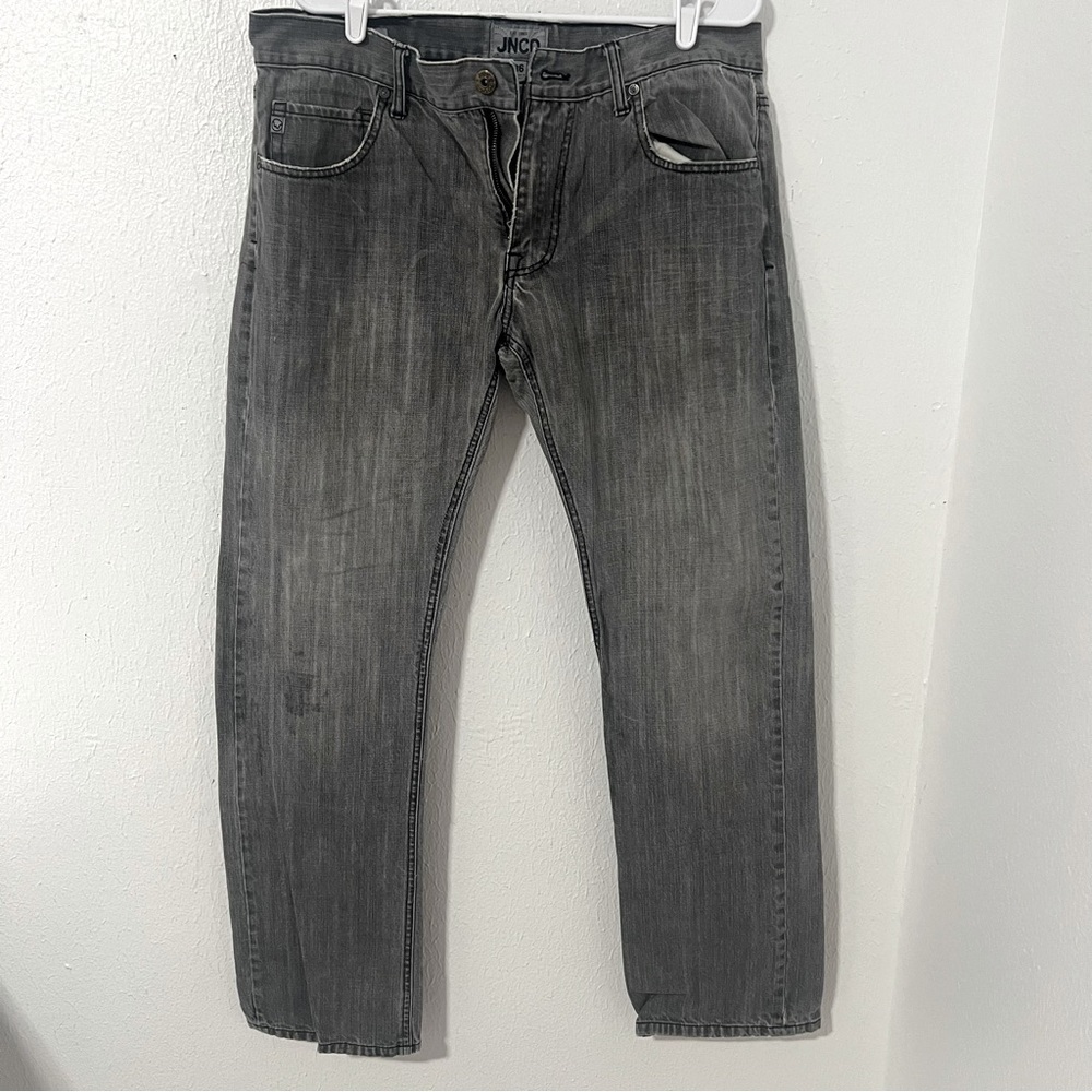 JNCO Slim Straight 101 Mens Sz 36 Gray Wash Jeans Skate Embroidered 100% Cotton